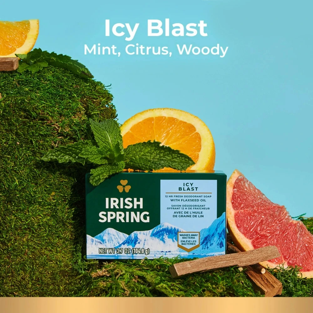 Irish Spring Icy Blast Bar Soap for Men x [6 Pack], Fresh Cooling 3.7 oz