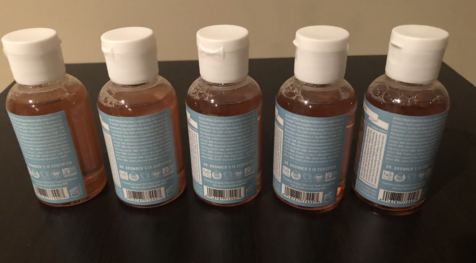 5 Dr. Bronner’s 18-in-1 Hemp Baby Unscent Pure Castile Soap 2 fl oz Travel Size