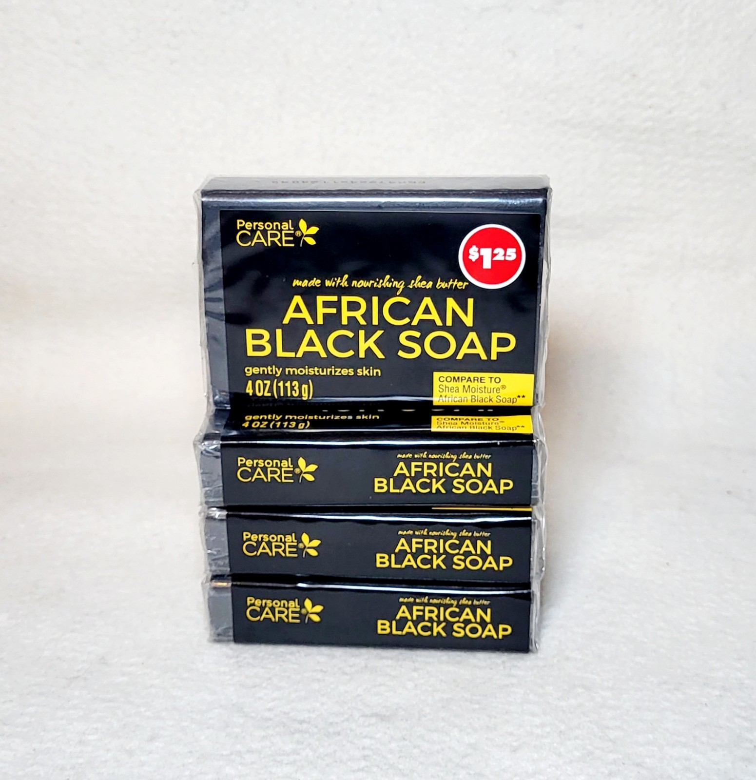 (4) Bars Personal Care African Black Soap Shea Butter 4 oz Delta Brands NEW
