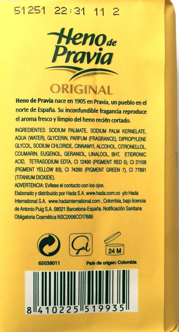 Heno de Pravia Organic Bath Soap – 3 Bars of 4oz Each, Vitamin E Infused