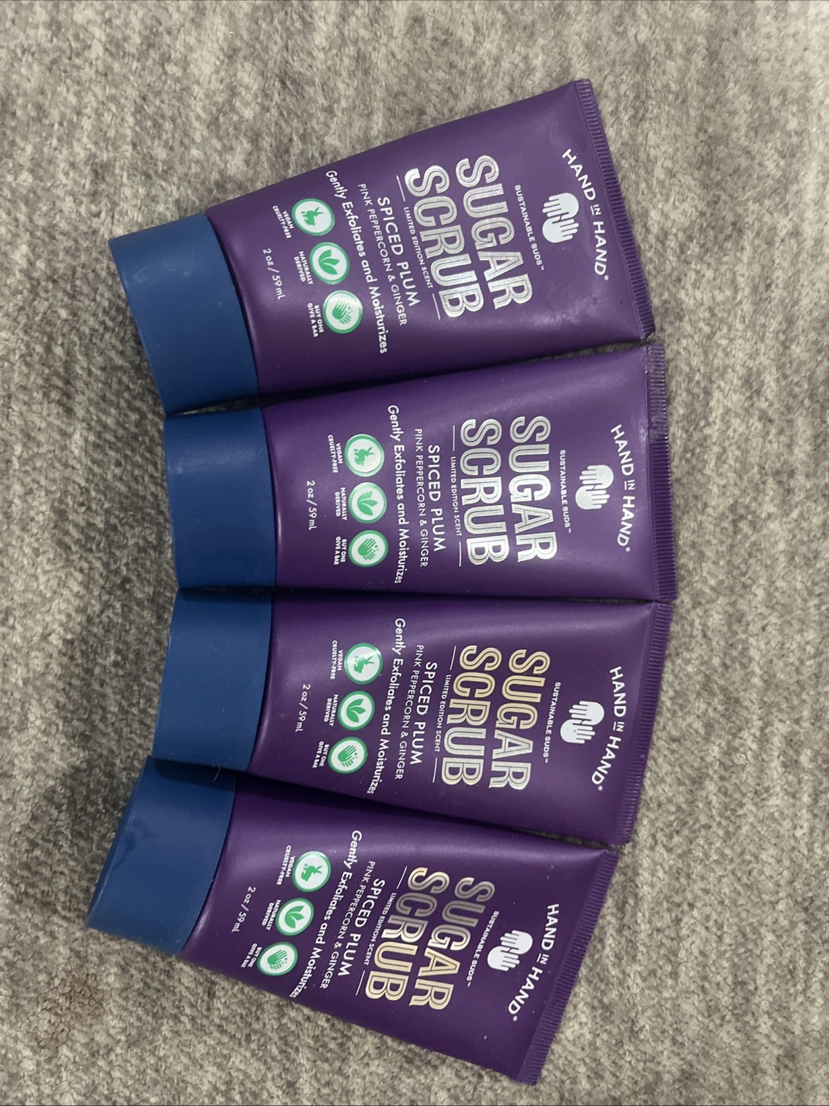 Hand In Hand Two 2 Oz Limited Edition Scent Sugar Scrub Spiced Plum – 4 Pack