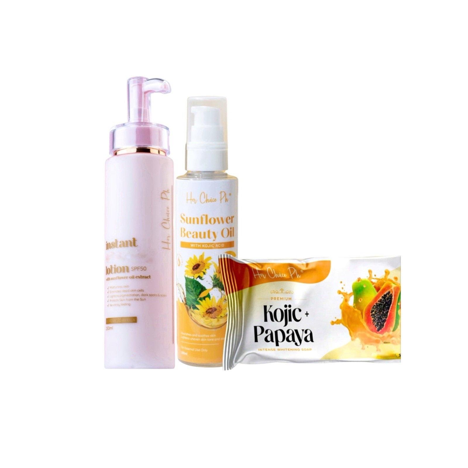 Her Choice PH Set C: Lotion, Sunflower Oil & Kojic Papaya Soap