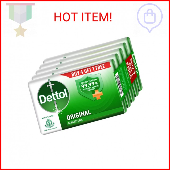 Dettol Original Germ Protection Bathing Soap bar, 150gm (Pack of 5)