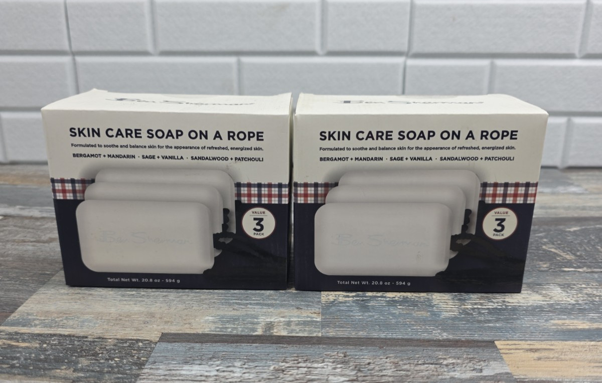 2-Ben Sherman Skin Care Soap on a Rope 3 Pack. Gifts for him.