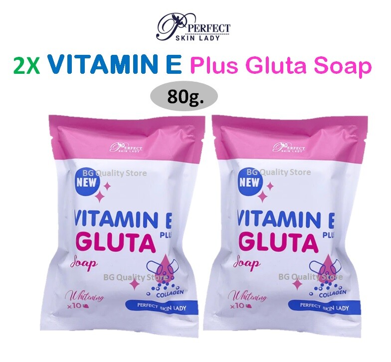 2X Vitamin E Plus Gluta Soap 80g. Collagen Honey Fruit Extract Perfect Skin Lady