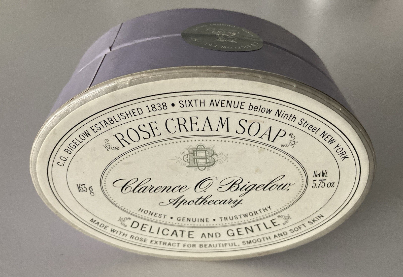 Clarence O’ Bigelow Apothecary Rose Cream Delicate & Gentle Soap Bar 5.75oz-New