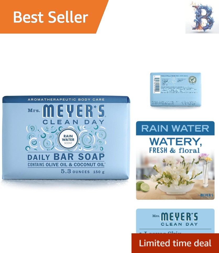 Mrs. Meyer’s Clean Day Rain Water Bar Soap, Eco-Friendly & Moisturizing, 5.3 oz