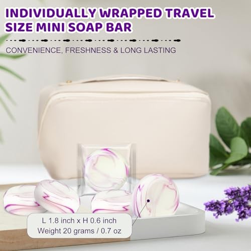 14 Pack Travel Size Lavender Soap, Individually Wrapped Handmade 4-In-1 Purple