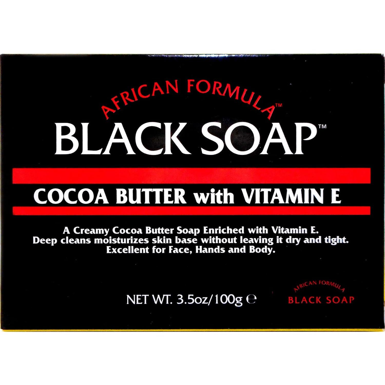 Black Soap Cocoa Butter With Vitamin E Bar Soap 3.5 oz By African Formula
