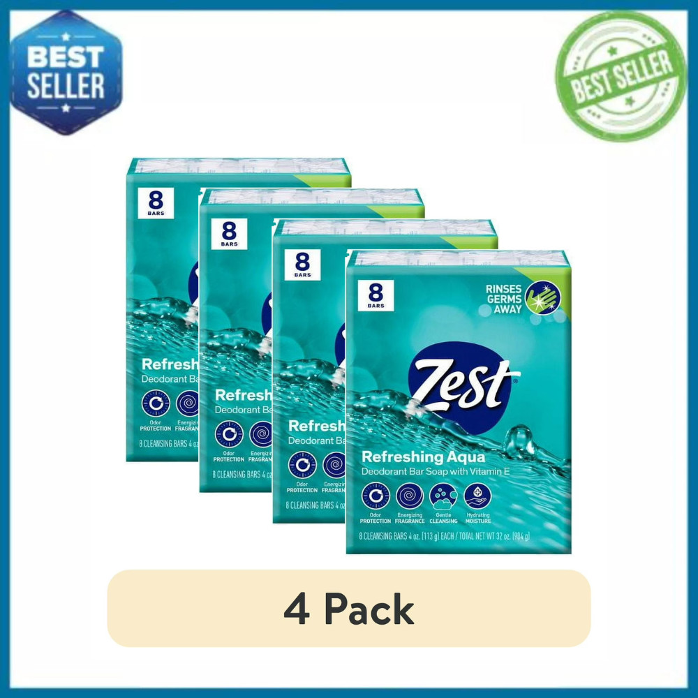 Zest Aqua Bar Soap, Hydrating Moisture Deodorant, All Skin Types, 4 oz, 32 Bars