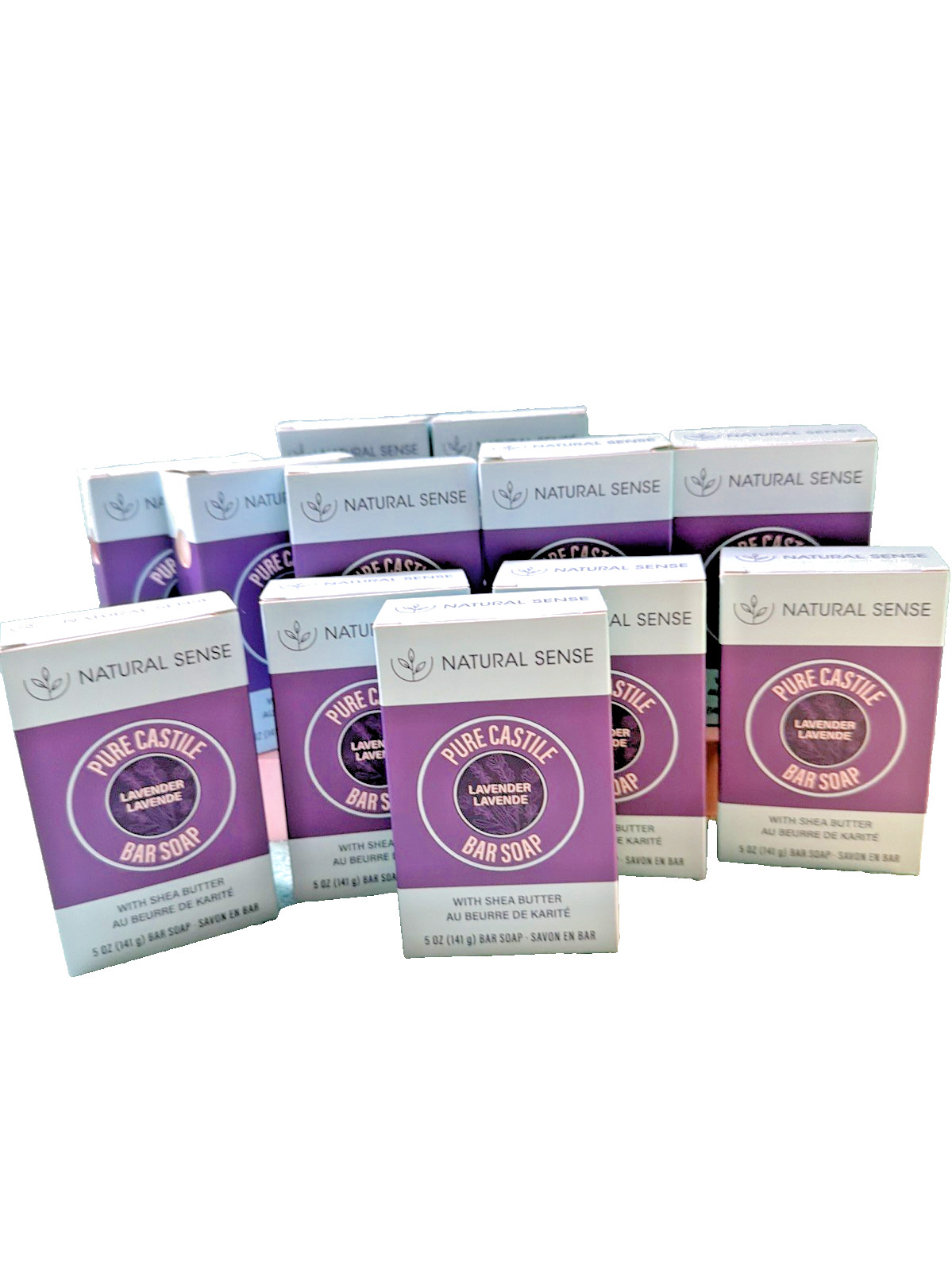12 NATURAL SENSE LAVENDER Plant Based Pure CASTILE Bar Soap 5 Oz RICH LATHER 12