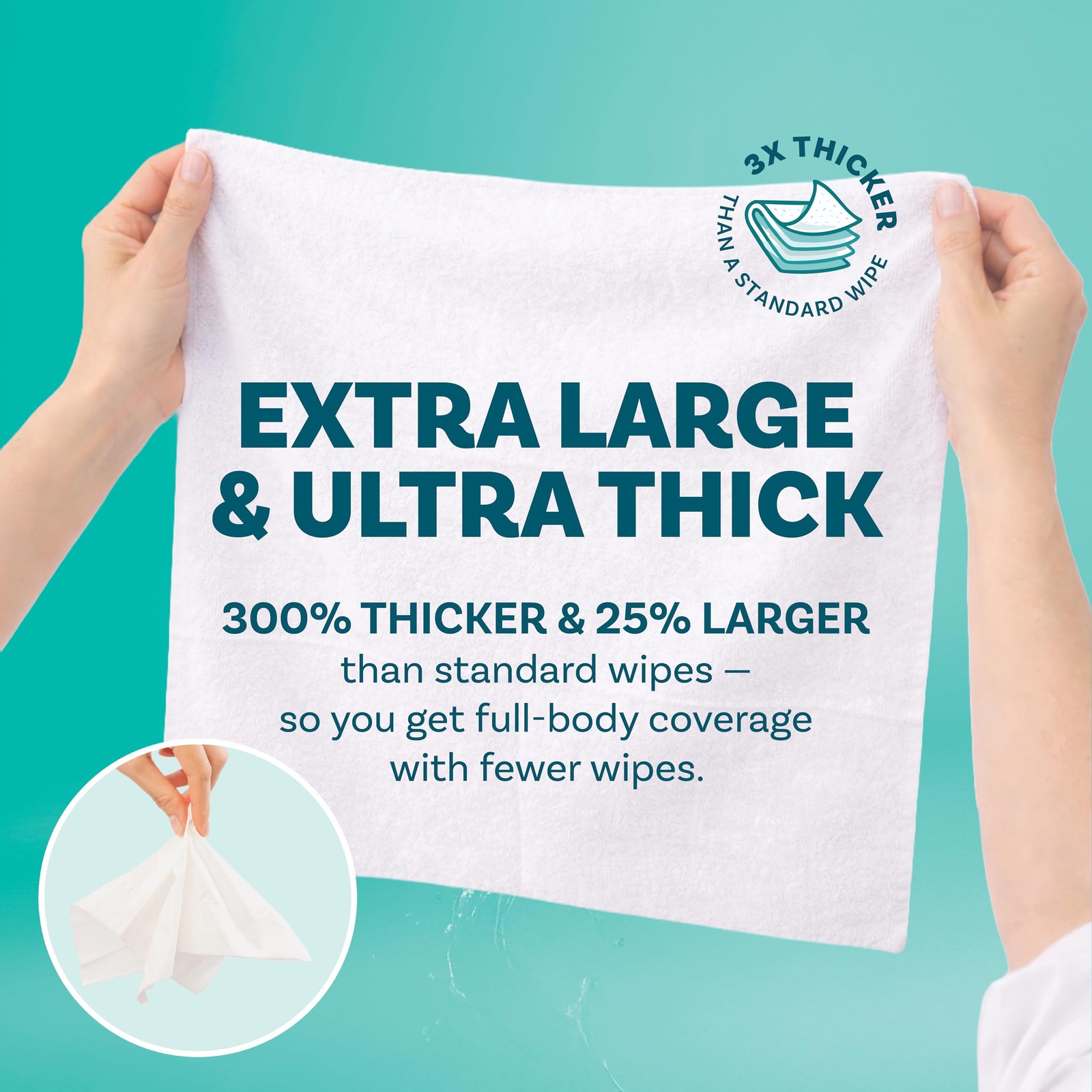 Extra Large Bath Wipes for Adults Bathing No Rinse 40 Ultra Thick Disposable…