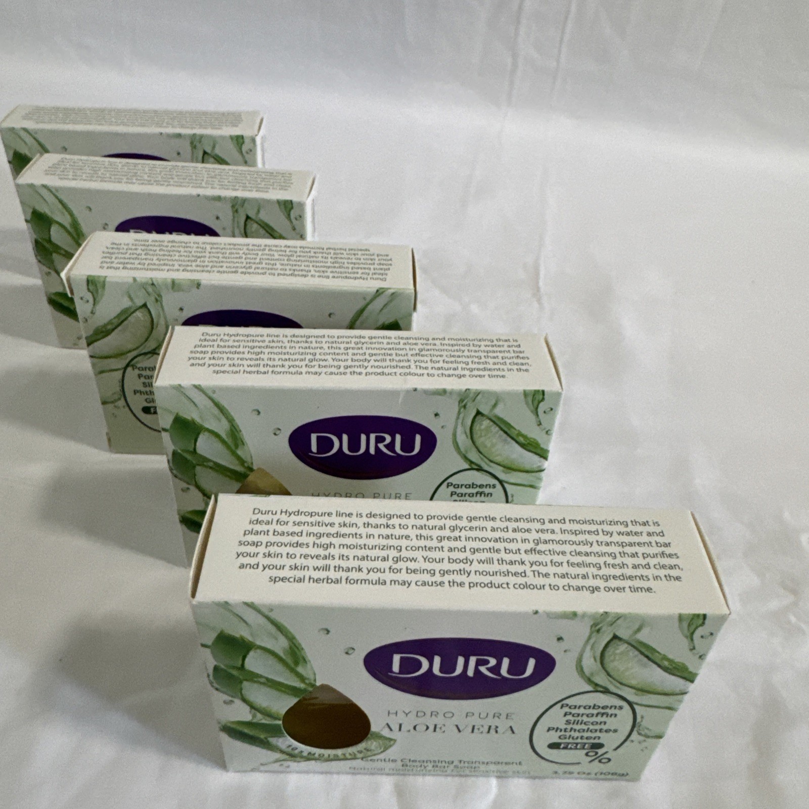 5x DURU ALOE VERA Hydropure Gentle Cleansing Body Bar Soap 3.75oz Ea.