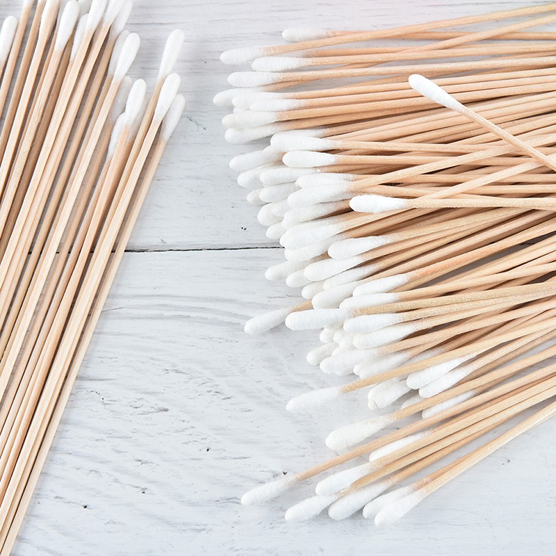 100X medical swabs 6” long wood handle sturdy cotton applicator swab q-tips PZ