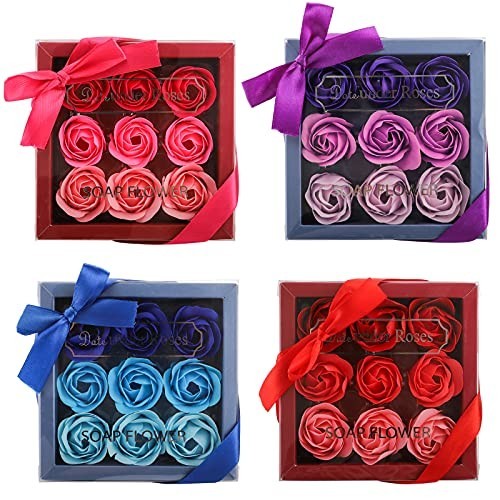 Floral Scented Bath Soap Petals – 36 Pcs Rose Essential Oil Gift Set for All Occ