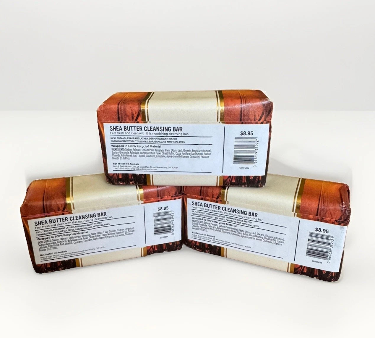 Bath & Body Works Whiskey Toast Men’s Collection Shea Butter Soap Bar S/3 #A2136