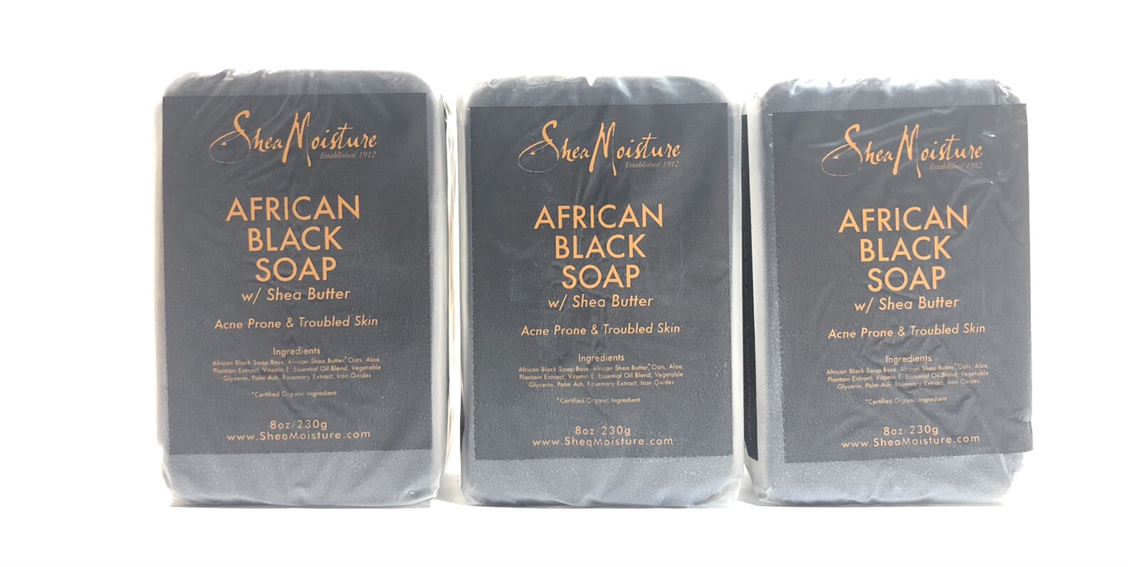 3 Shea Moisture African Black Soap W/ Shea Butter Facial Bar Soap 8 oz