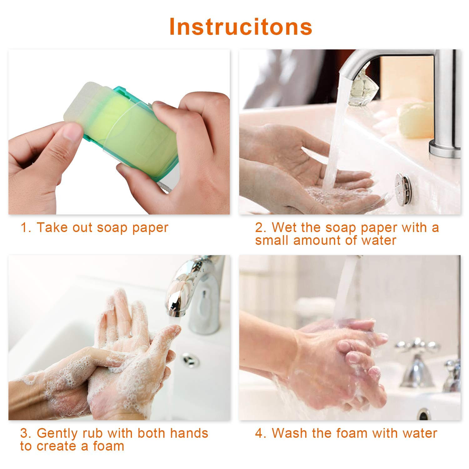 2 Boxs (100 Sheets) Hand Washing Soap Sheets for Outdoor Travel,Portable Camping