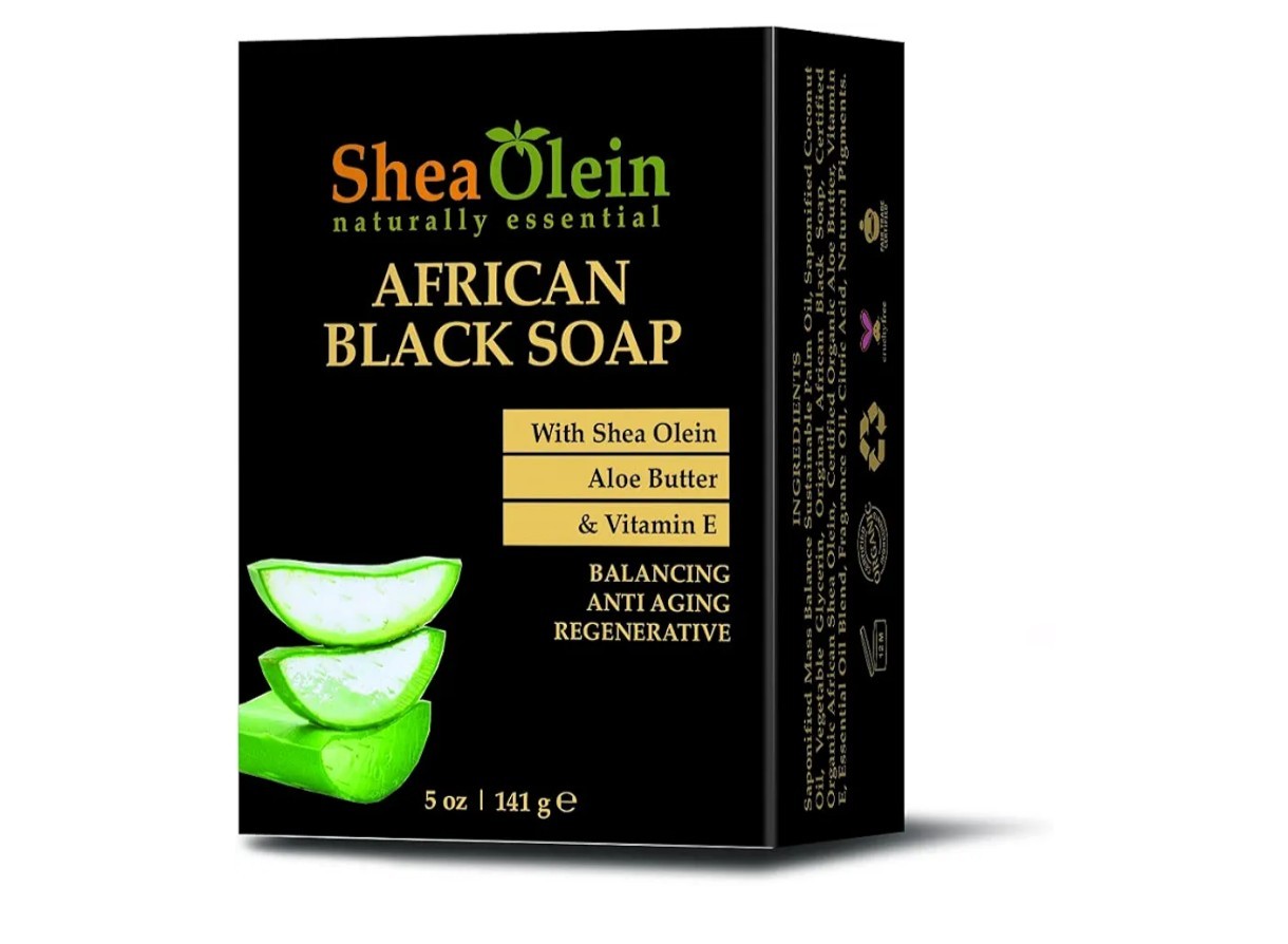 AFRICAN BLACK SOAP WITH SHEA OLEIN ALOE BUTTER & VITAMIN E