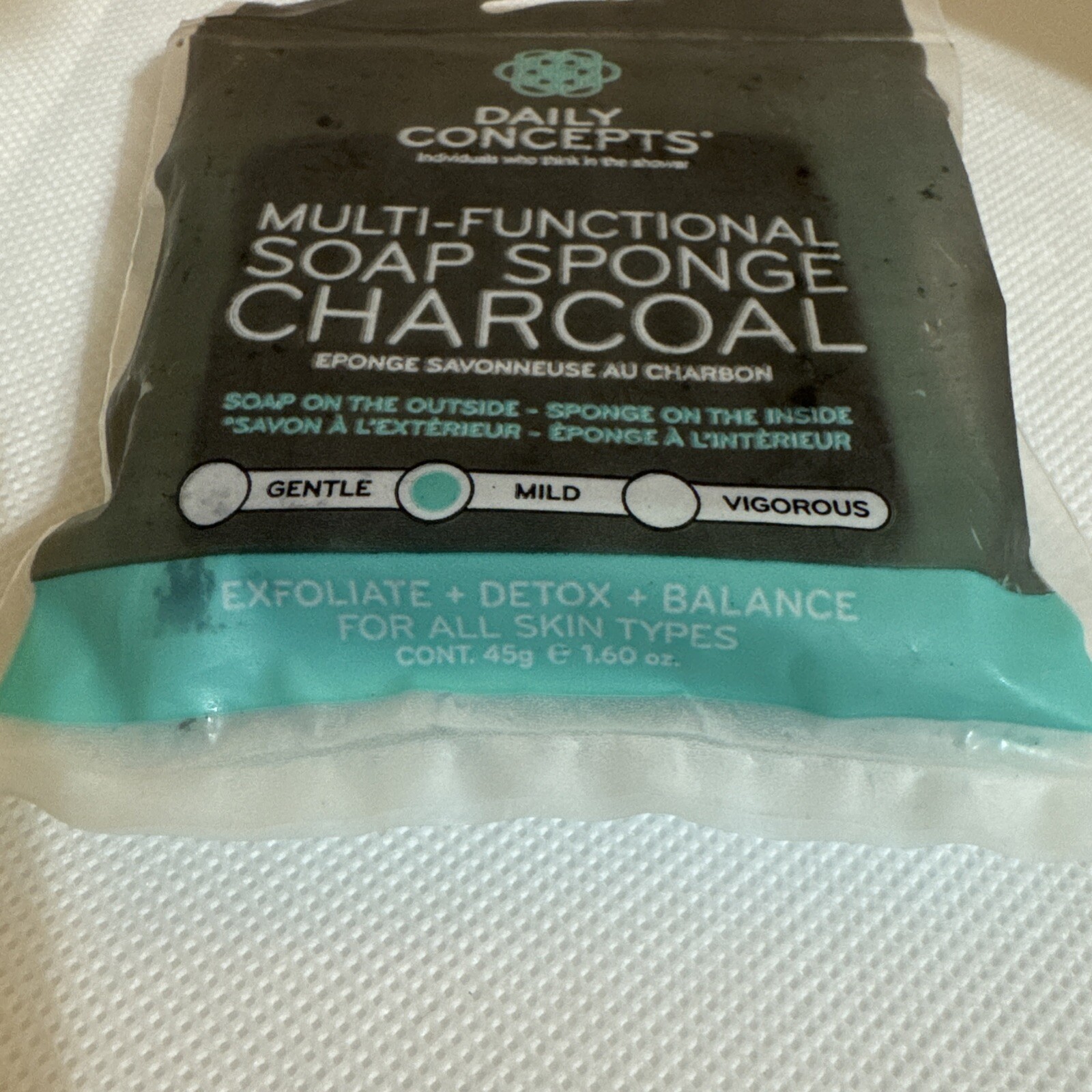 DAILY CONCEPTS Multi-functional Soap Sponge Charcoal 1.60 oz. NEW SEALED