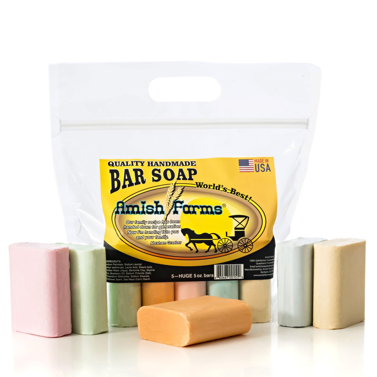 Amish Farms Soap Bar with All Natural Bentonite Clay | Made in USA Vegan