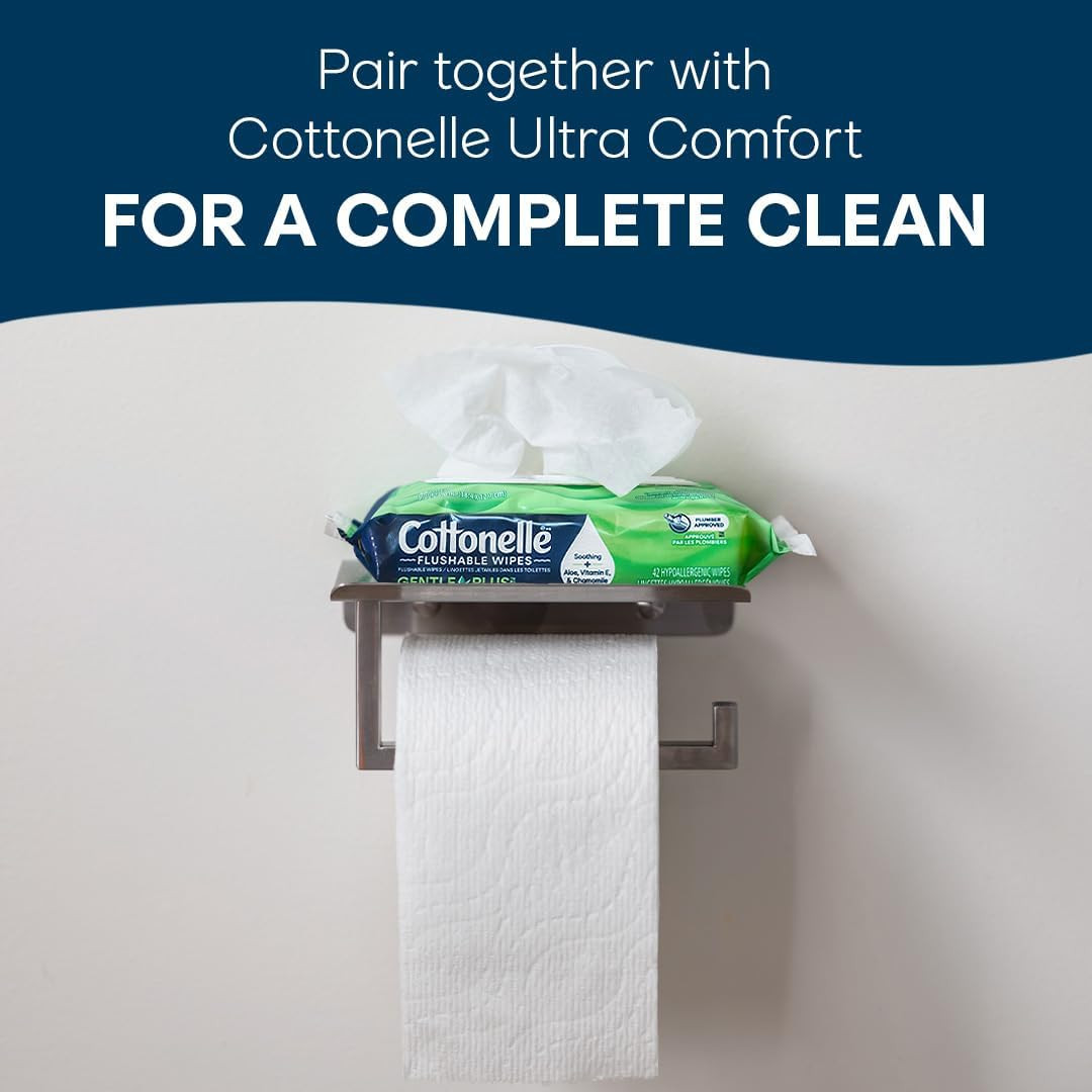 Gentleplus Flushable Wet Wipes with Aloe & Vitamin E, 8 Flip-Top Packs, 42 Wipes