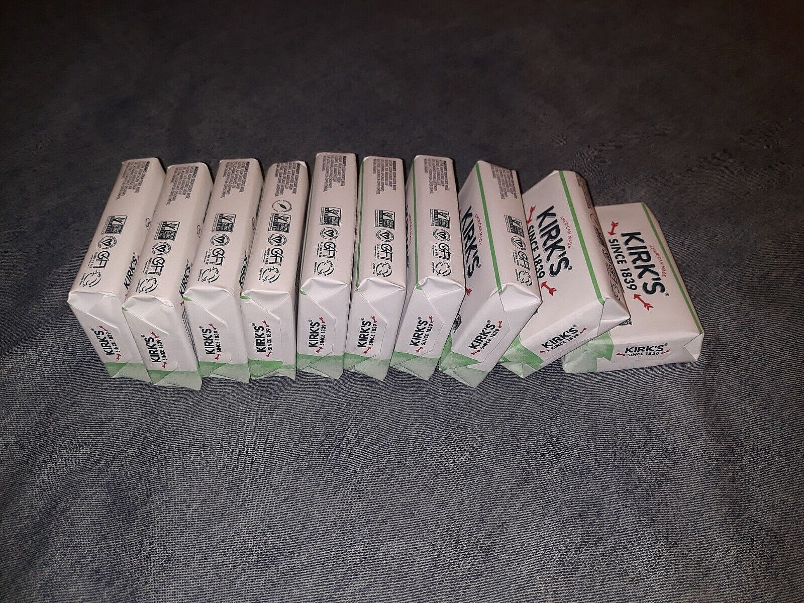 Kirk’s Original 100% Coconut Oil Castile Soothing Aloe Vera 4 Oz Soap Bars x10