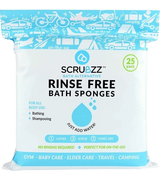 Scrubzz Disposable No Rinse Bathing Wipes – 25 Pack – All-In-1 Single Use Shower
