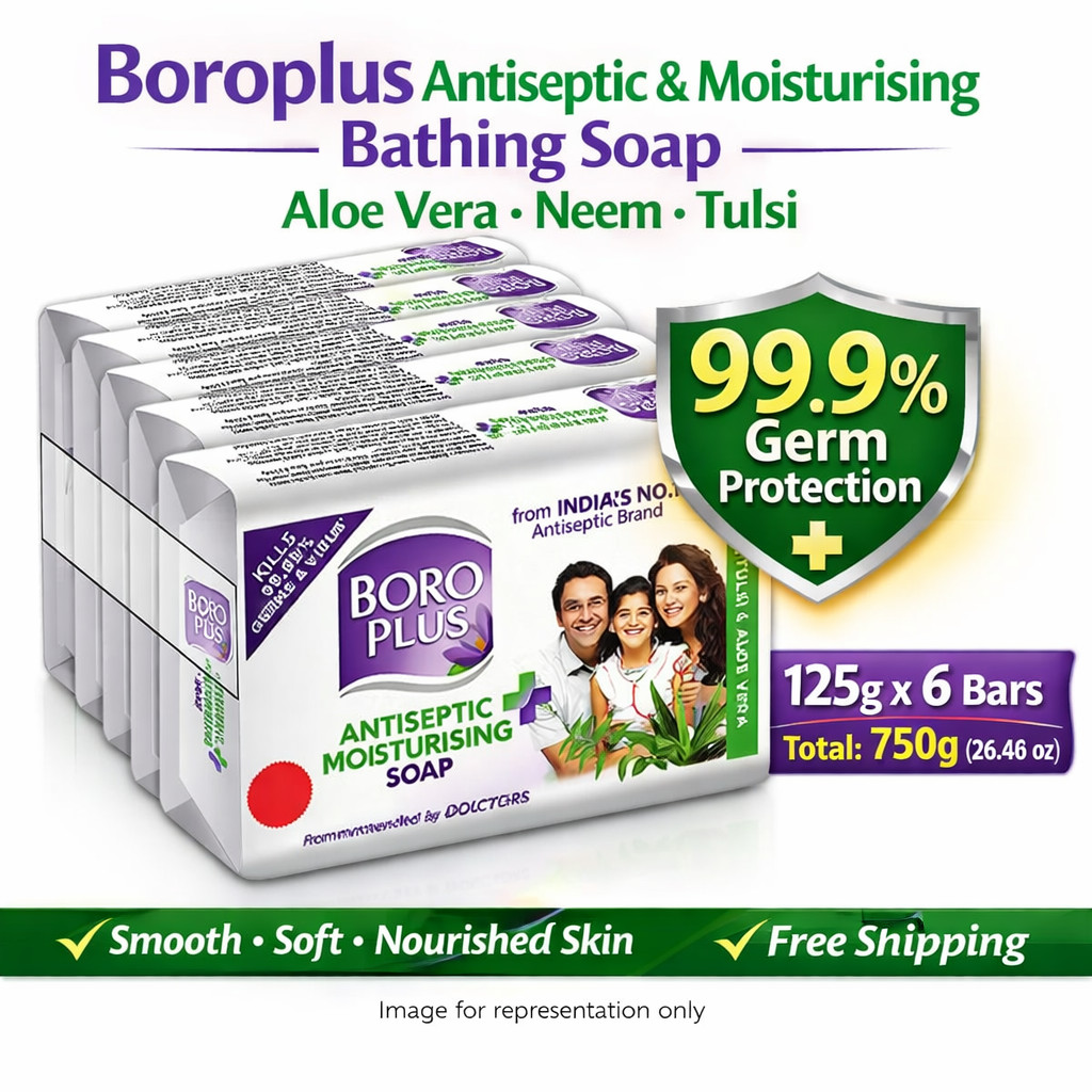 HERBAL Antiseptic Bathing Soap Aloe Neem Tulsi 125g x6 Total 750g