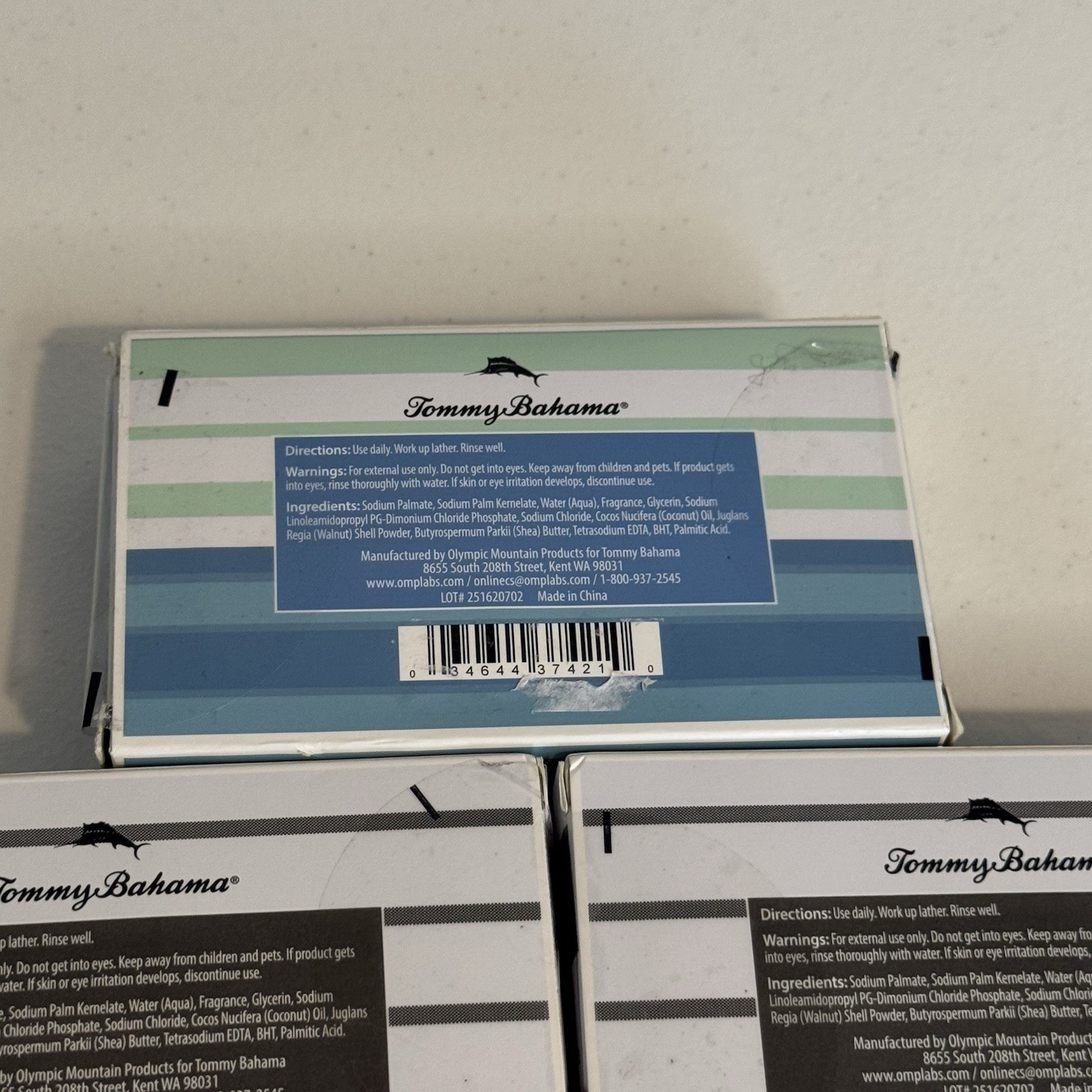 3-Pack Tommy Bahama ~ Sea Salt Bar Soap for Men with Essential Oils 10 oz Each