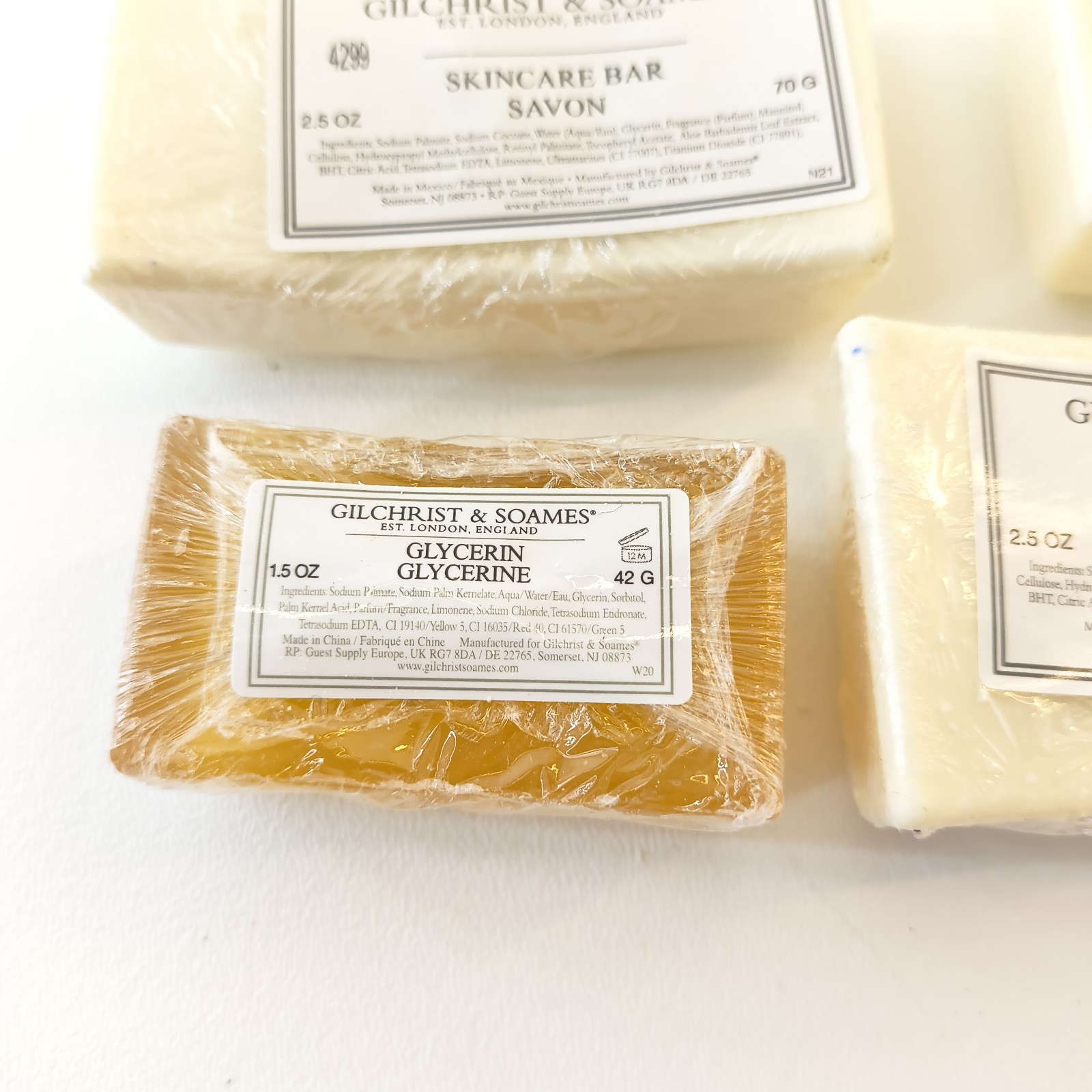 Lot 4 Gilchrist & Soames Skincare Bar Savon 2.5 oz Travel Soap 1.5 Oz Glycerin