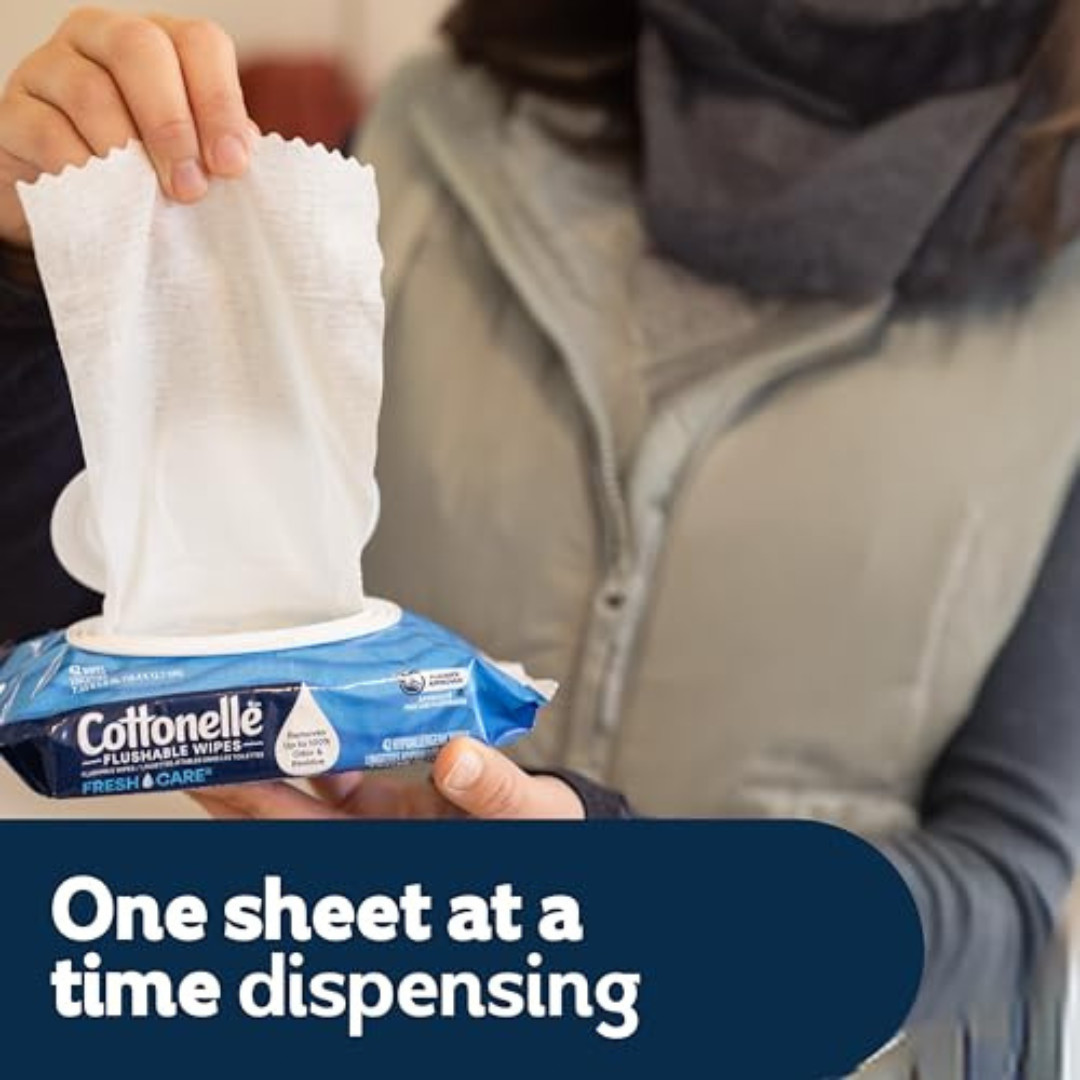Cottonelle FreshFeel Flushable Wet Wipes for Adults and Kids, 8 Flip-Top Packs