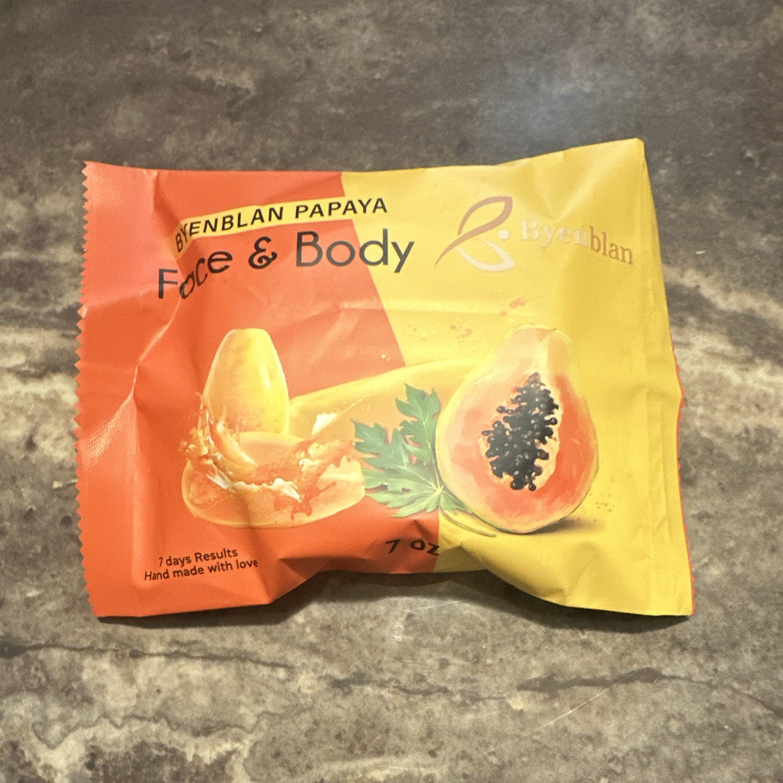 Byenblan Papaya Face & Body Soap Bar w/ Turmeric & Vitamin C, 7 oz