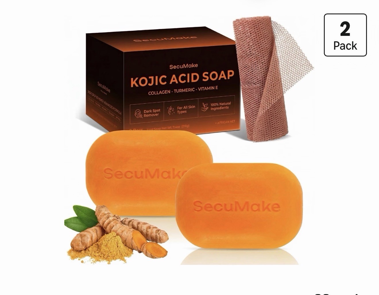 Kojic Acid Soap, Turmeric Soap Bar for Dark Spots, Fresh Citrus Scent, Gentle…