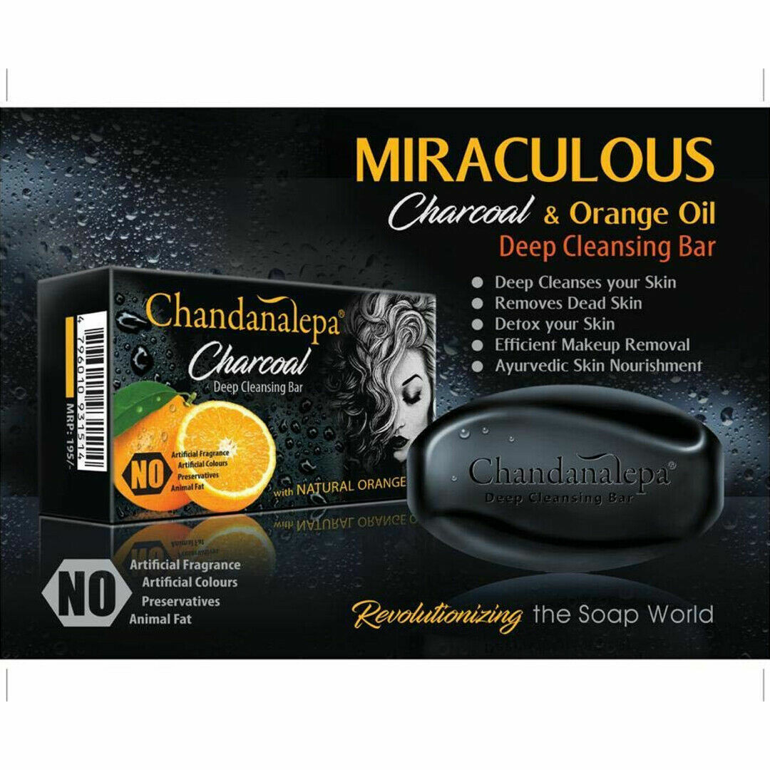 CHANDANALEPA Charcoal Herbal Soap Deep Cleansing Ayurveda Health Beauty Care