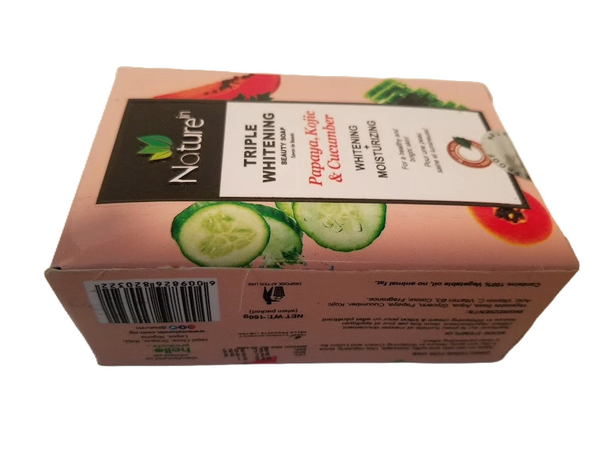 Nature Triple Whitening Beauty Bar Soap Moisturizing Bright Skin Papaya Cucumber