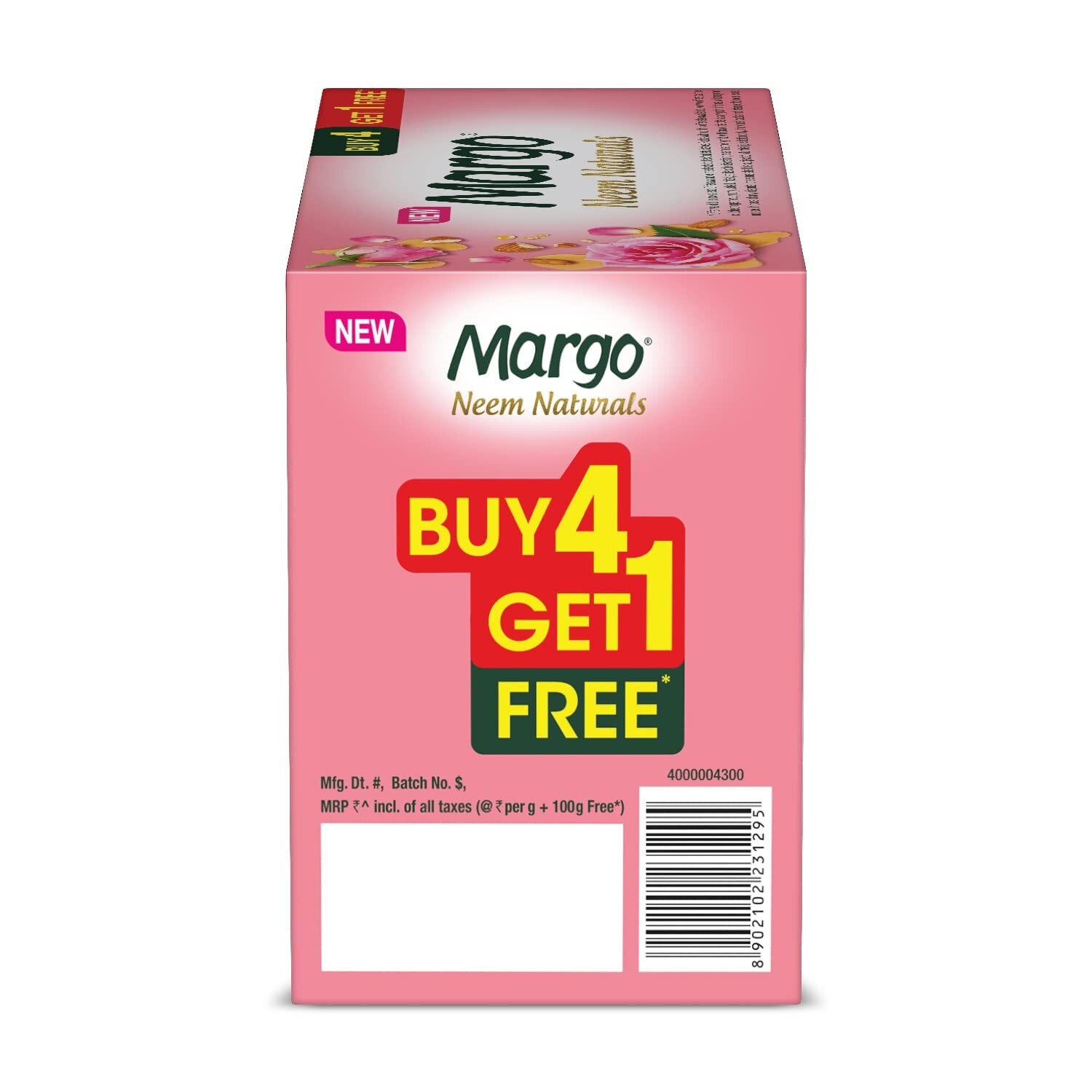 Margo Soap with Neem, Almond Oil & Rose | 500 Gram ( Pack of 5 Soap),