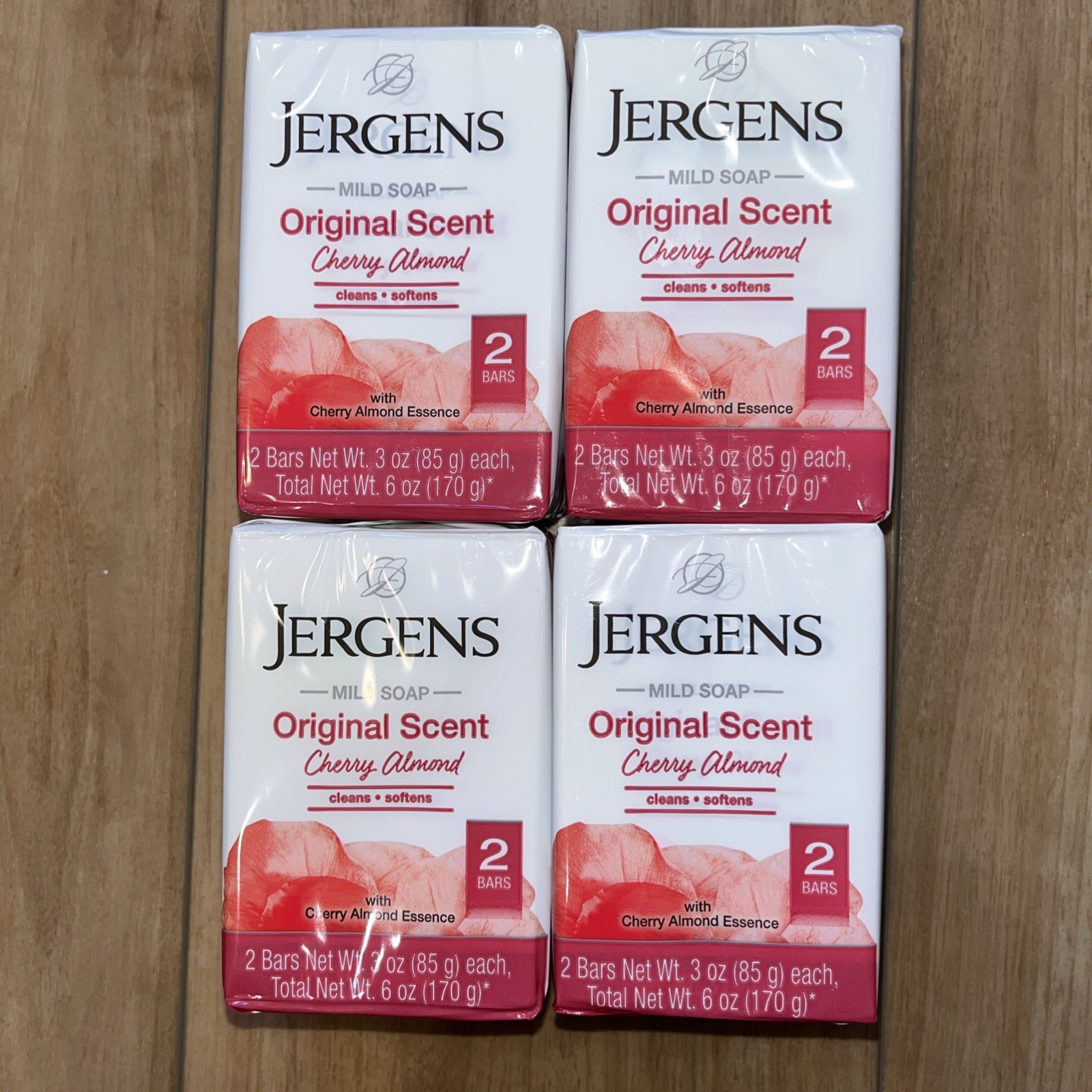 Jergens Mild Bar Soap Cherry Almond Essence Original Scent 8 Bars Total 3 Oz Ea