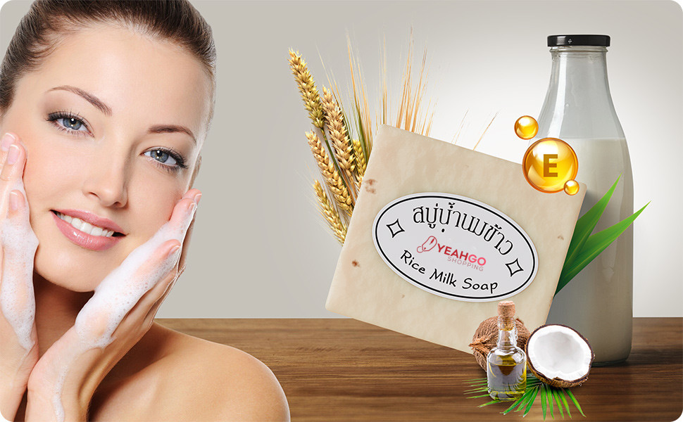Thailand Rice Milk Soap Bar Original Handmade Gluta Collagen For Face and Body