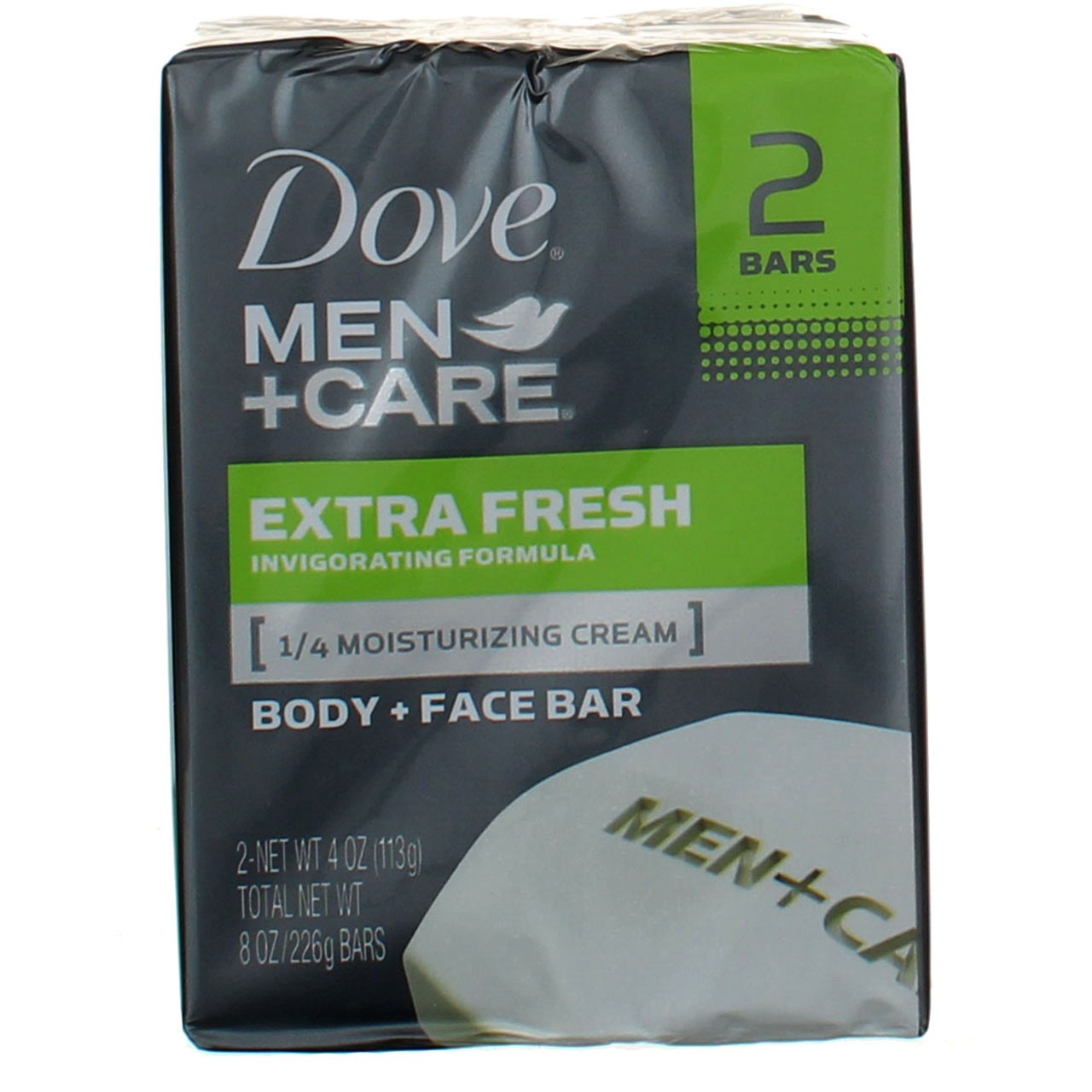 2 Pack Dove Men+Care Extra Fresh Extra Fresh Body + Face Bar, 4 oz, 2 Ct