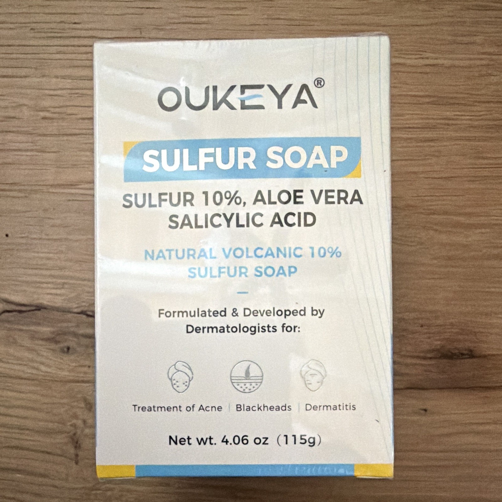 OUKEYA Natural Volcanic 10% Sulfur Soap Tea Tree Aloe Salicylic 4.06oz