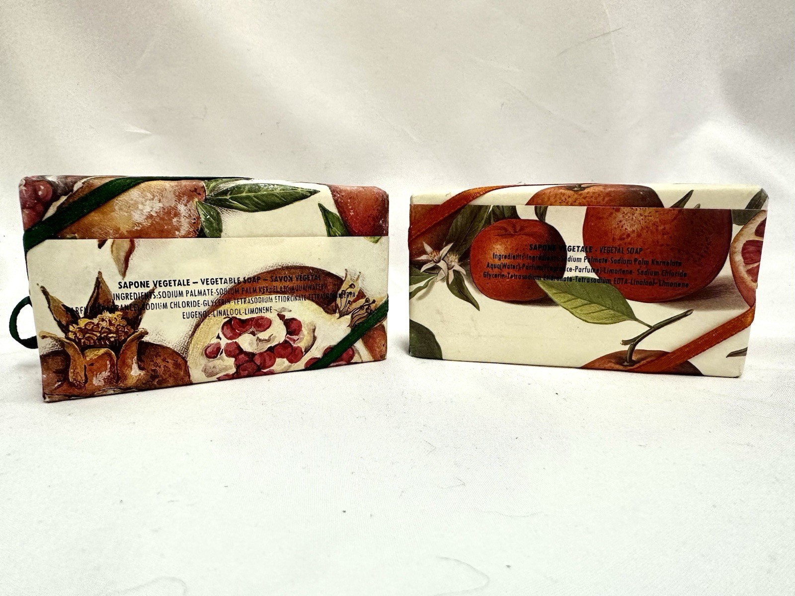 Set Of 2 Sapone Vegetale Soap Handmade In Italy Pomegranate & Red Orange (Vegan)