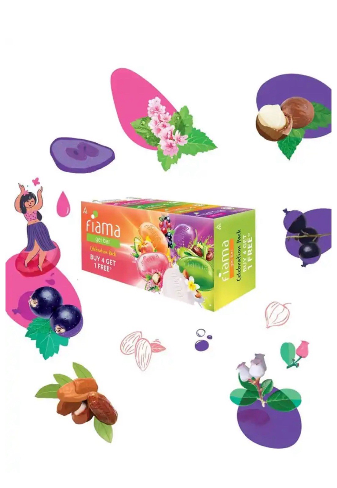 Fiama Gel Bar Celebration Pack With 5 Unique Gel Bars, with Skin Conditioners