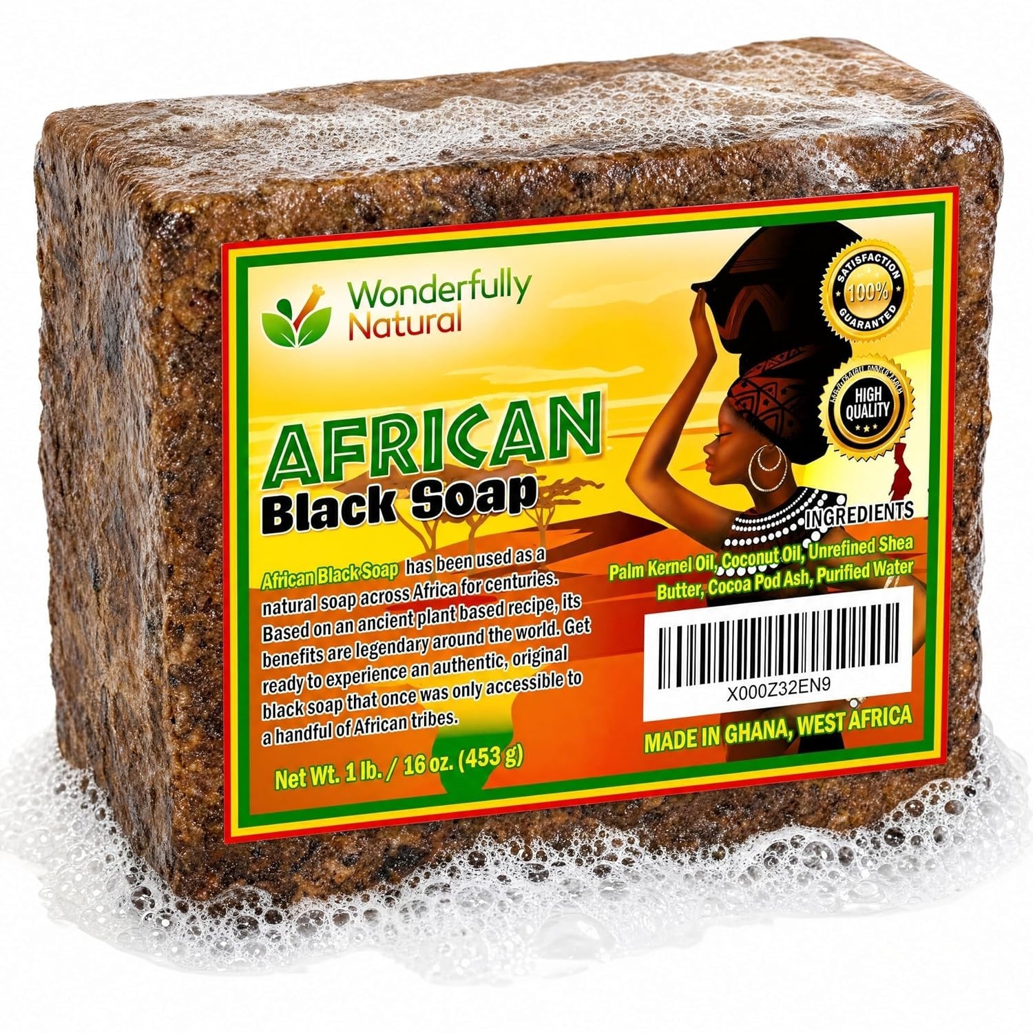 Unscented Organic African Black Soap – Fights Acne & Brightens Skin Tone