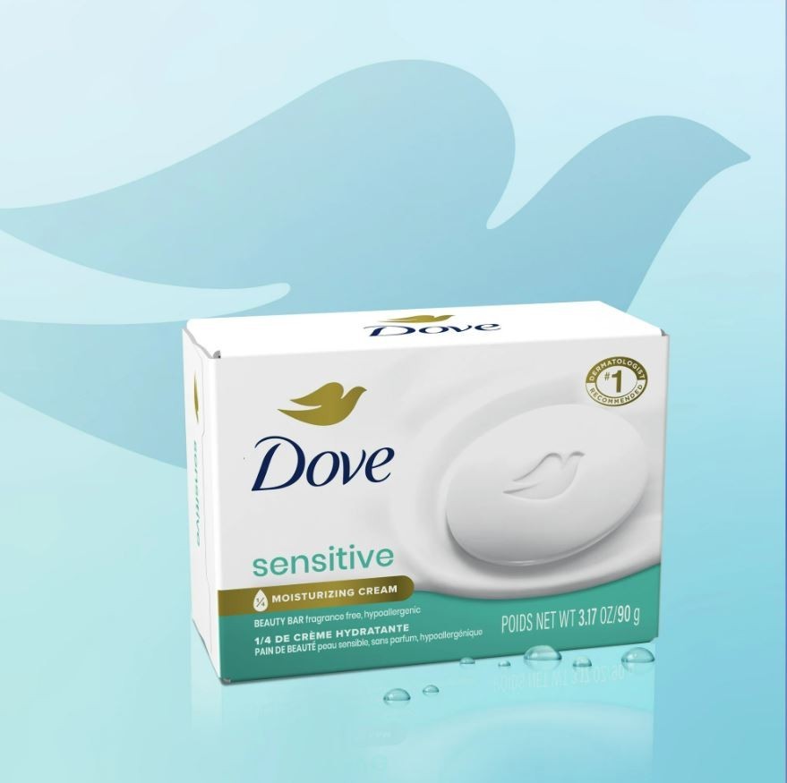 Dove Beauty Bar Soap for Women Sensitive Skin Fragrance Free and 2.6 oz