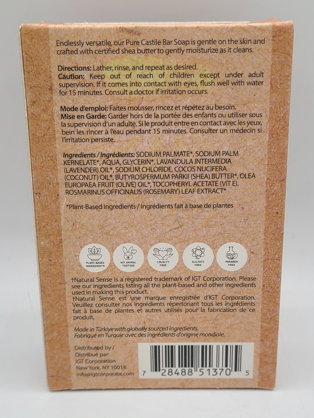 New Natural Sense Plant Base Pure Castile Natural Moisturizing Soap Bar Lavender