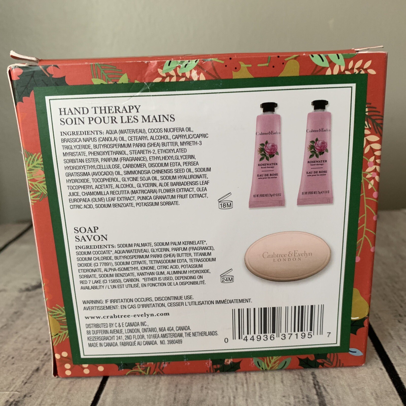 New CRABTREE & EVELYN Rosewater Trio – Soap 6.5 oz + 2 Hand Cream (0.9 oz each)