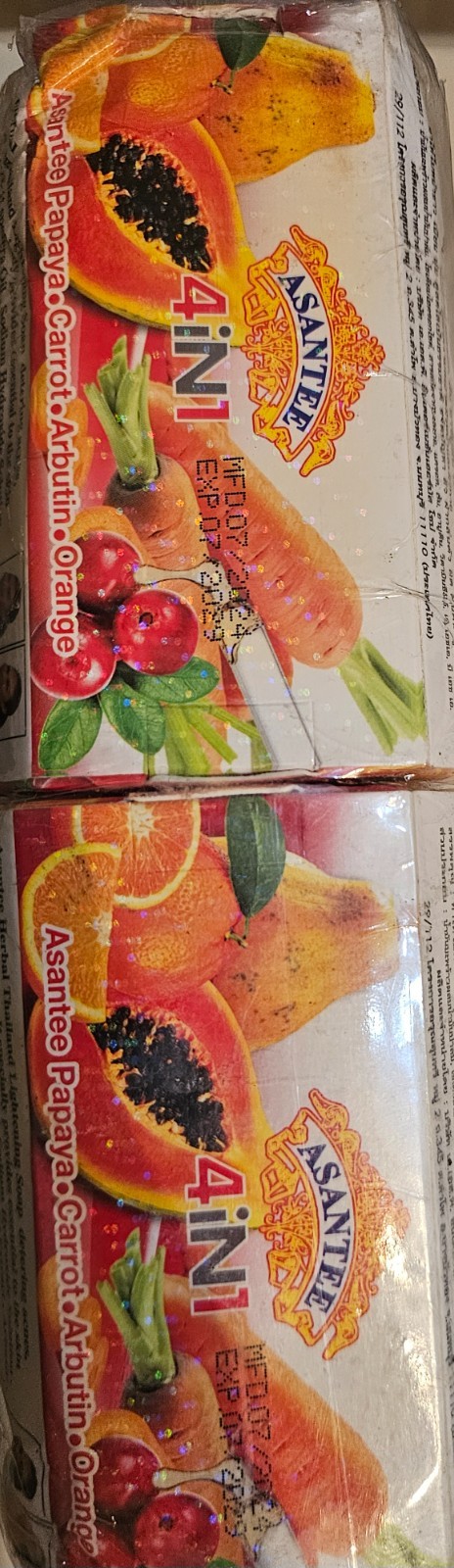 Asantee Papaya, Carrot, Arbutin & Orange Thailand Herbal Lightening 4 In 1 Soap
