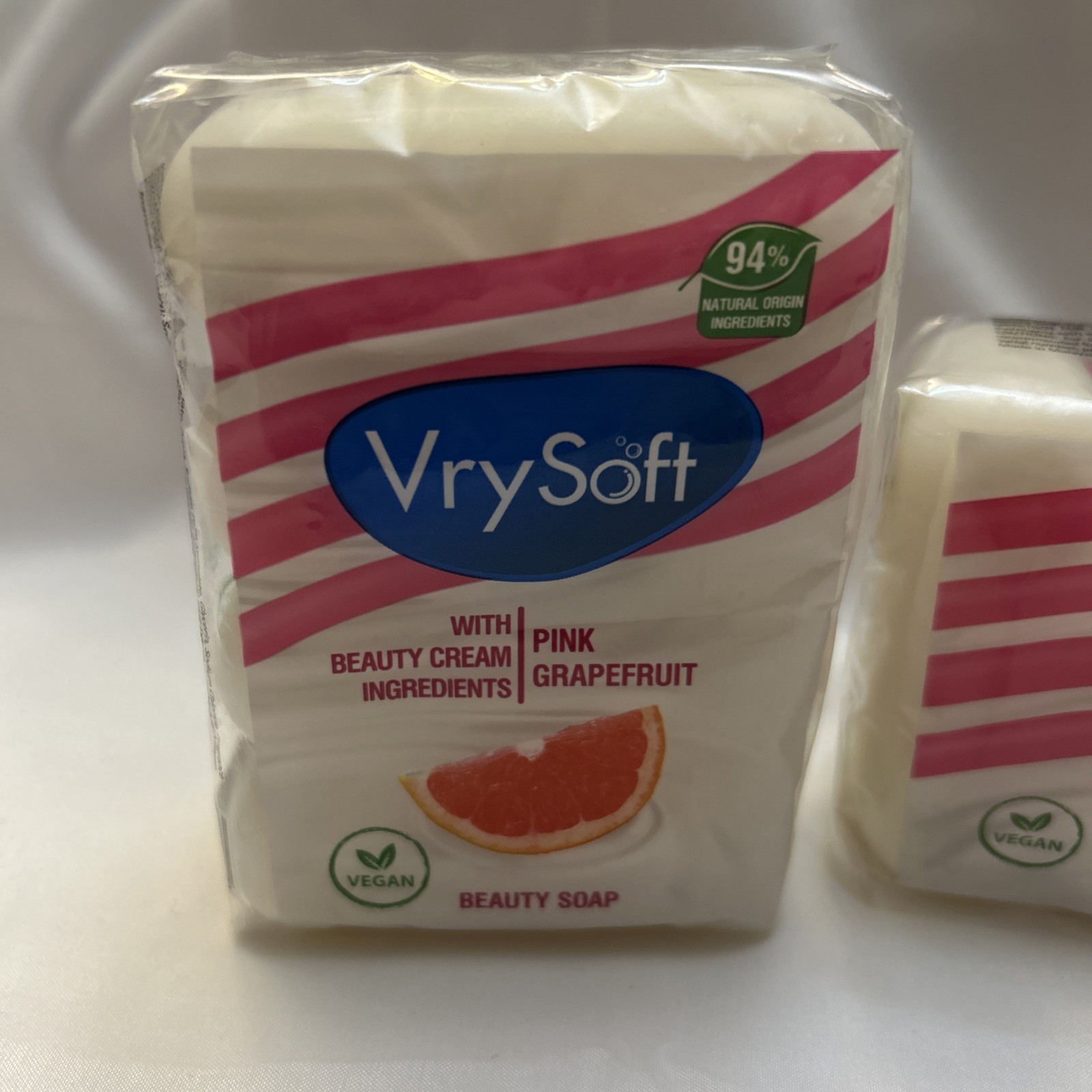 2 Packs VrySoft Beauty Soap Pink Grapefruit 4 Bars Each 8 Total Vegan Natural