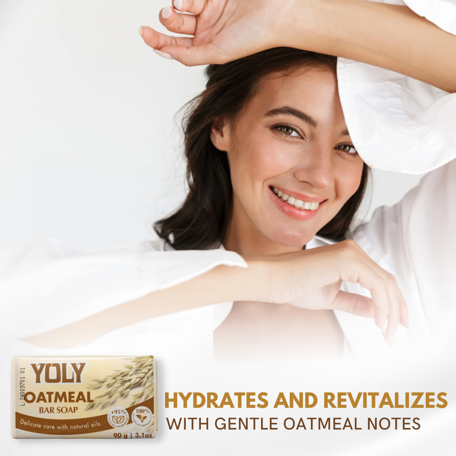 Yoly Oatmeal Bar Soap – Vegan, Paraben Free, 95% Natural [Multipack options]